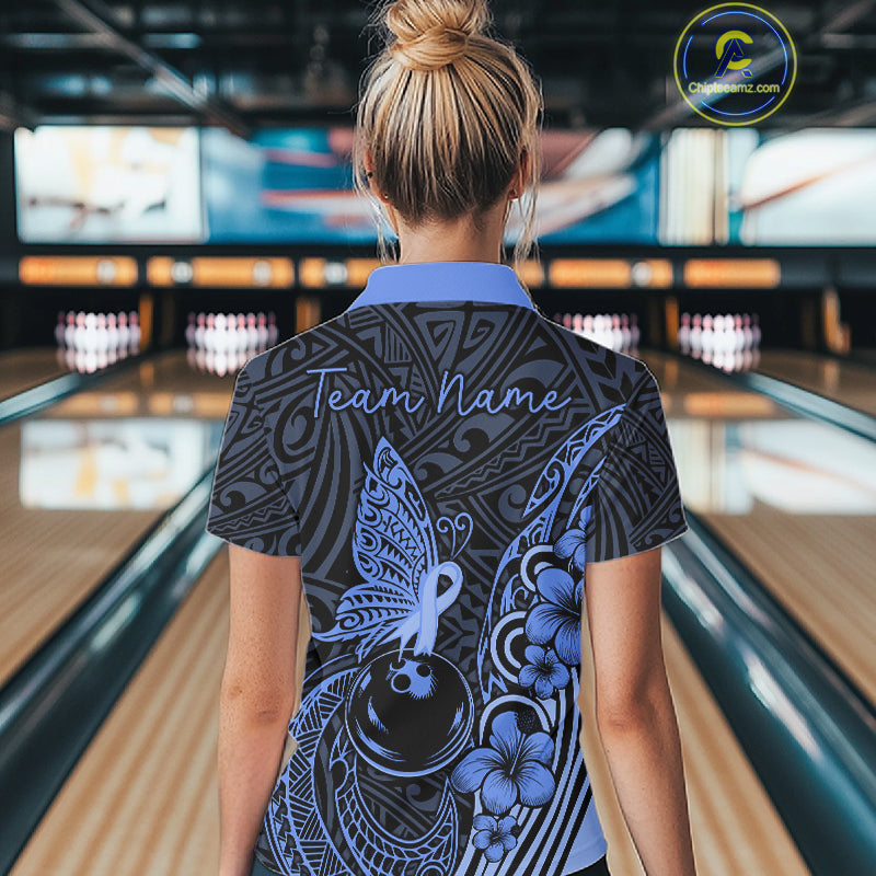 Black And Blue Tropical Tribal Pattern Butterfly Bowling Shirts For Women Custom Bowling Team Jerseys NYN4120