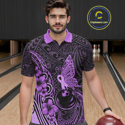 Black And Purple Tropical Tribal Pattern Butterfly Bowling Shirts For Men Custom Bowling Team Jerseys NYN4121