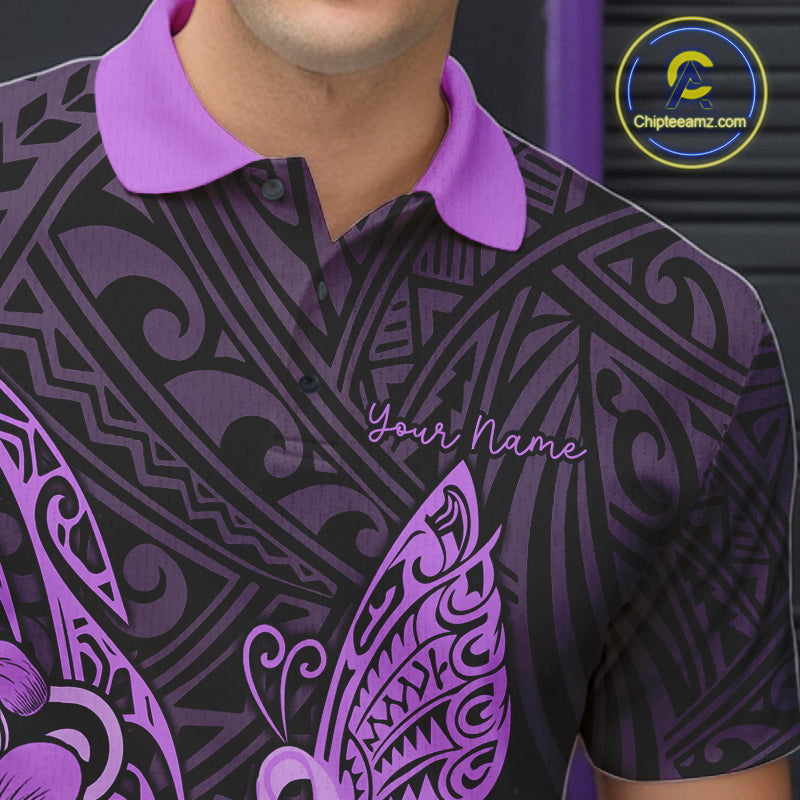 Black And Purple Tropical Tribal Pattern Butterfly Bowling Shirts For Men Custom Bowling Team Jerseys NYN4121