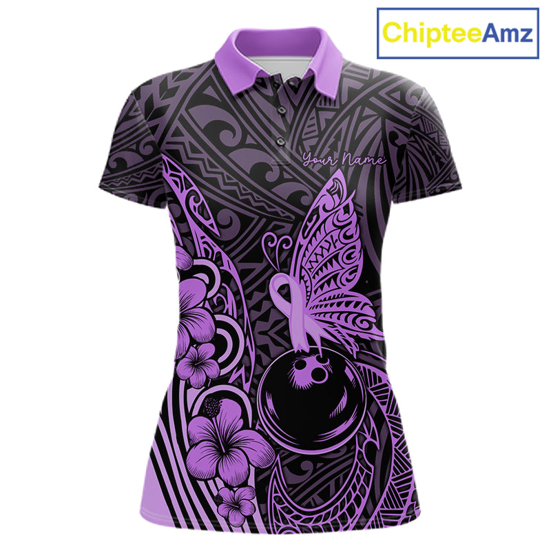 Black And Purple Tropical Tribal Pattern Butterfly Bowling Shirts For Women Custom Bowling Team Jerseys NYN4121