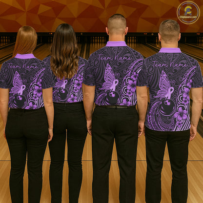 Black And Purple Tropical Tribal Pattern Butterfly Bowling Shirts For Men Custom Bowling Team Jerseys NYN4121