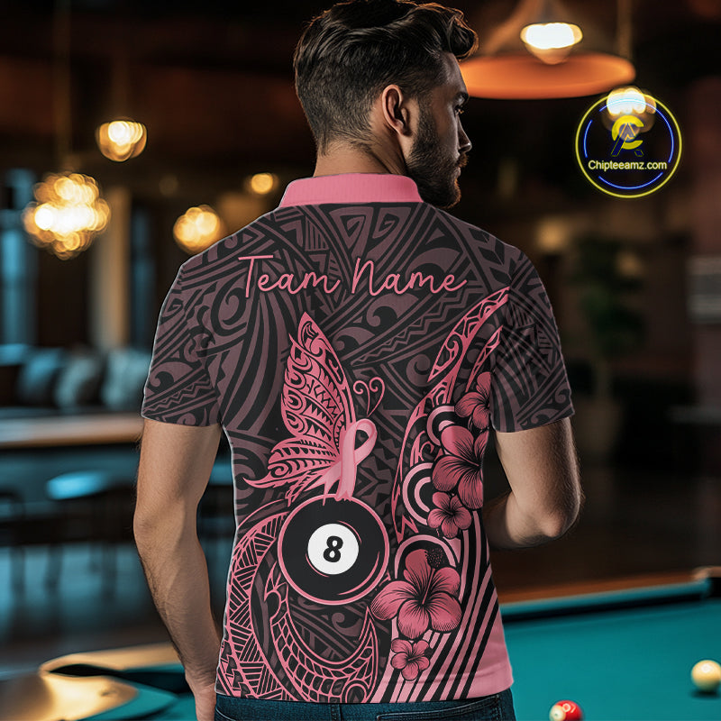 Black And Pink Tribal Butterfly 8 Ball Billiard Shirts For Men Custom Billiard Team Jersey NYN4122