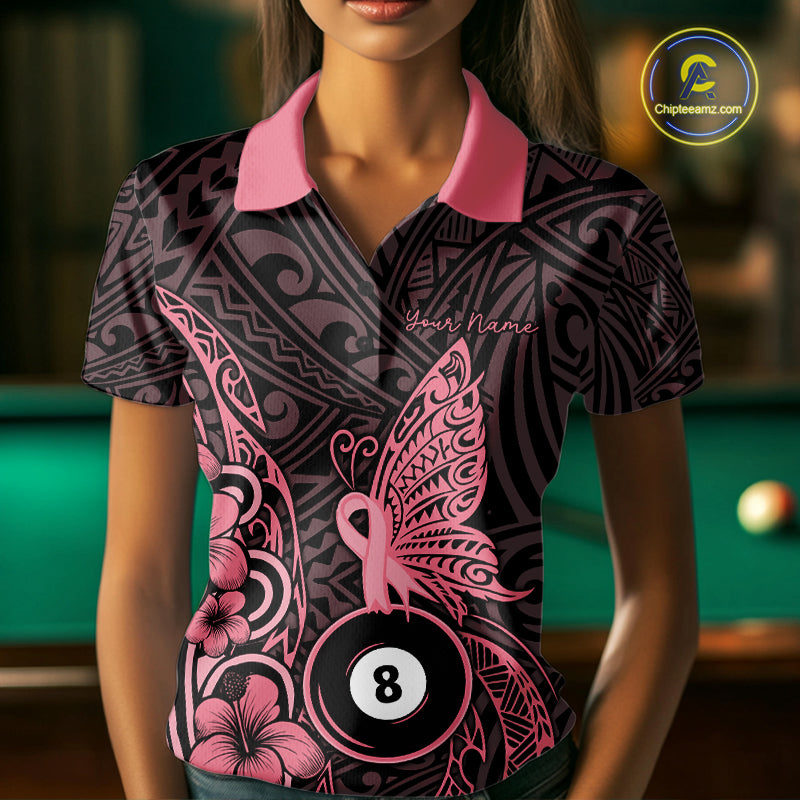 Black And Pink Tribal Butterfly 8 Ball Billiard Shirts For Women Custom Billiard Team Jersey NYN4122