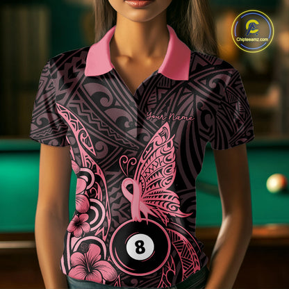 Black And Pink Tribal Butterfly 8 Ball Billiard Shirts For Women Custom Billiard Team Jersey NYN4122