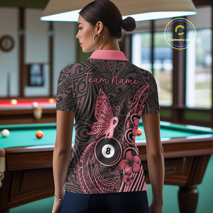 Black And Pink Tribal Butterfly 8 Ball Billiard Shirts For Women Custom Billiard Team Jersey NYN4122