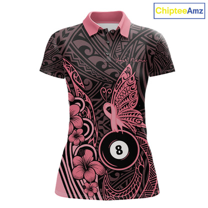 Black And Pink Tribal Butterfly 8 Ball Billiard Shirts For Women Custom Billiard Team Jersey NYN4122
