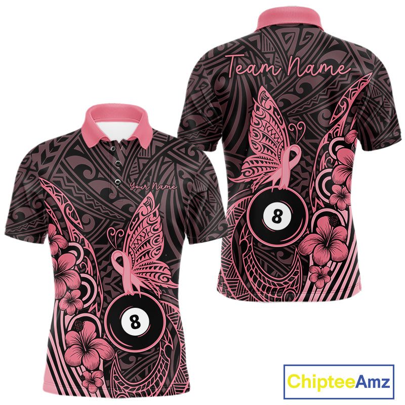 Black And Pink Tribal Butterfly 8 Ball Billiard Shirts For Men Custom Billiard Team Jersey NYN4122