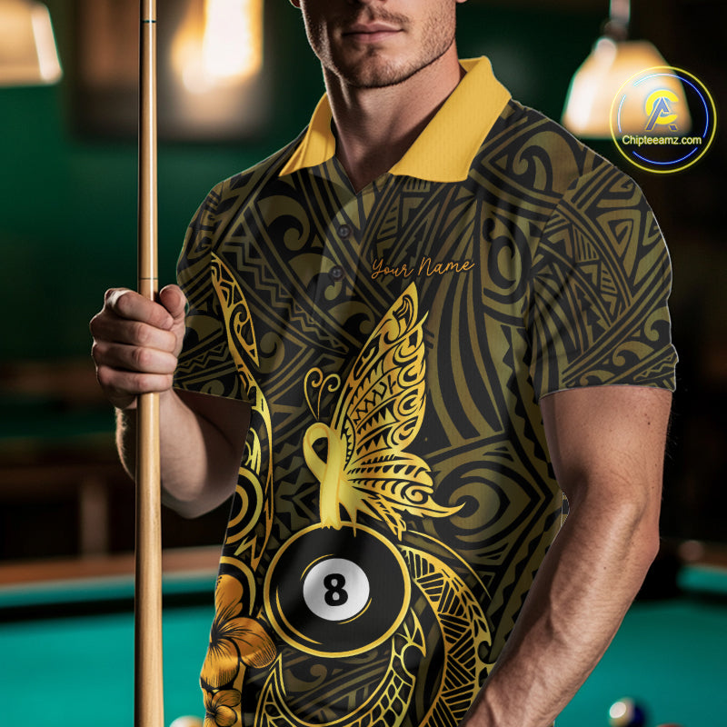 Black And Yellow Tribal Butterfly 8 Ball & 9 Ball Billiard Shirts For Men Custom Billiard Team Jersey NYN4123
