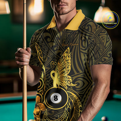 Black And Yellow Tribal Butterfly 8 Ball & 9 Ball Billiard Shirts For Men Custom Billiard Team Jersey NYN4123