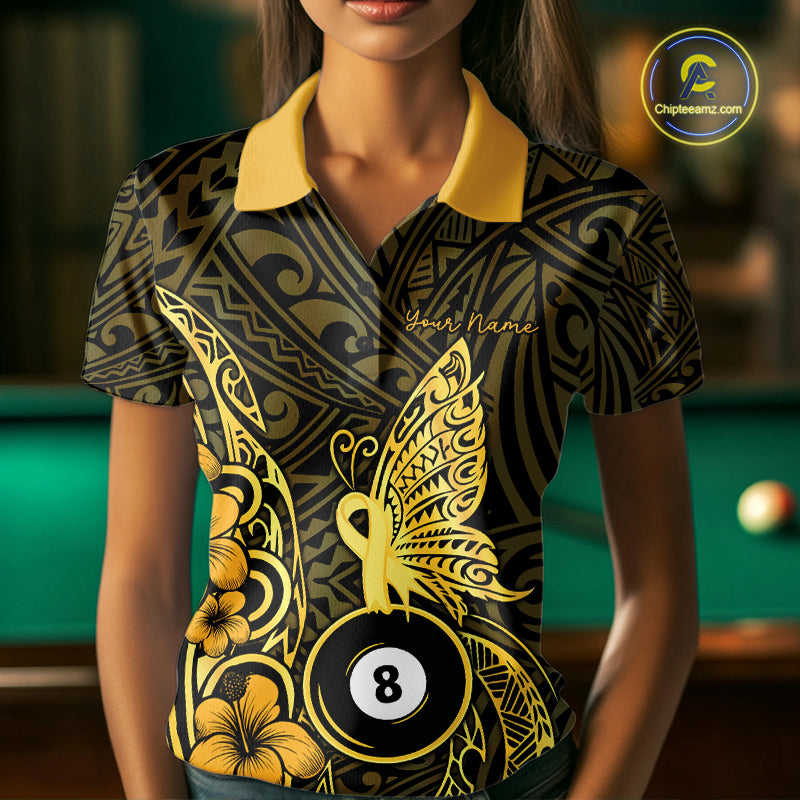 Black And Yellow Tribal Butterfly 8 Ball & 9 Ball Billiard Shirts For Women Custom Billiard Team Jersey NYN4123