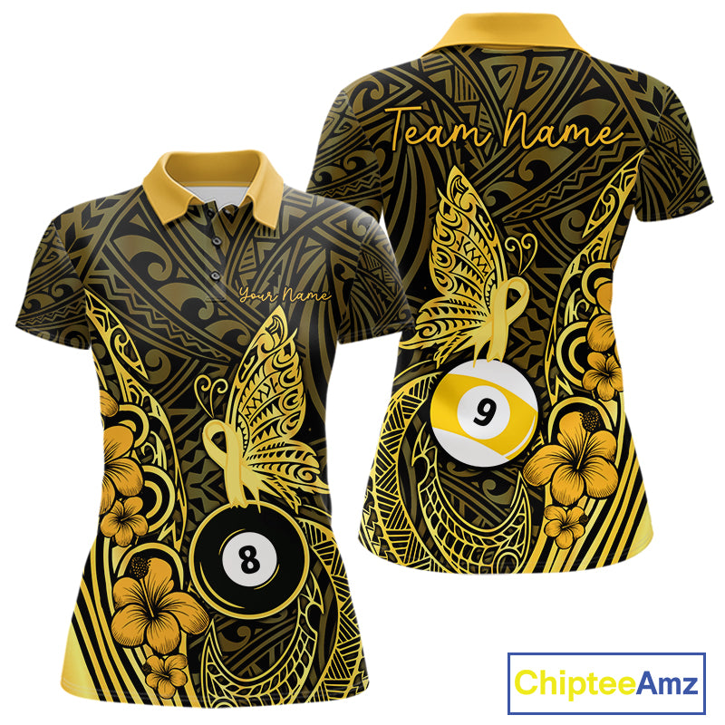 Black And Yellow Tribal Butterfly 8 Ball & 9 Ball Billiard Shirts For Women Custom Billiard Team Jersey NYN4123