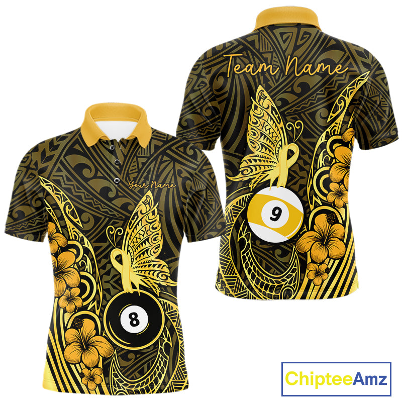Black And Yellow Tribal Butterfly 8 Ball & 9 Ball Billiard Shirts For Men Custom Billiard Team Jersey NYN4123