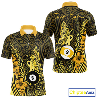 Black And Yellow Tribal Butterfly 8 Ball & 9 Ball Billiard Shirts For Men Custom Billiard Team Jersey NYN4123