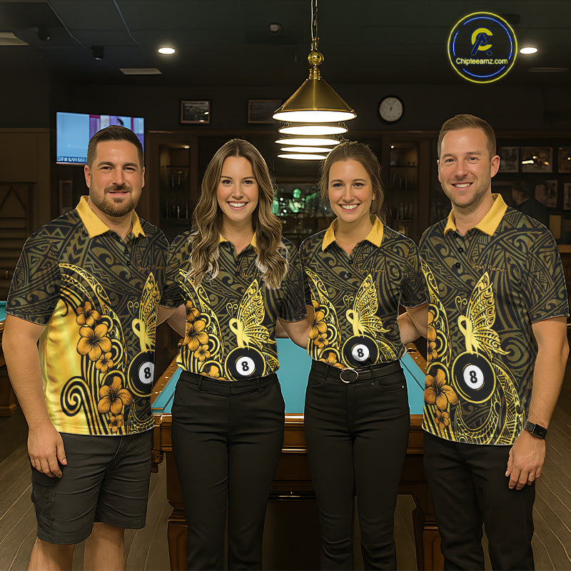 Black And Yellow Tribal Butterfly 8 Ball & 9 Ball Billiard Shirts For Men Custom Billiard Team Jersey NYN4123