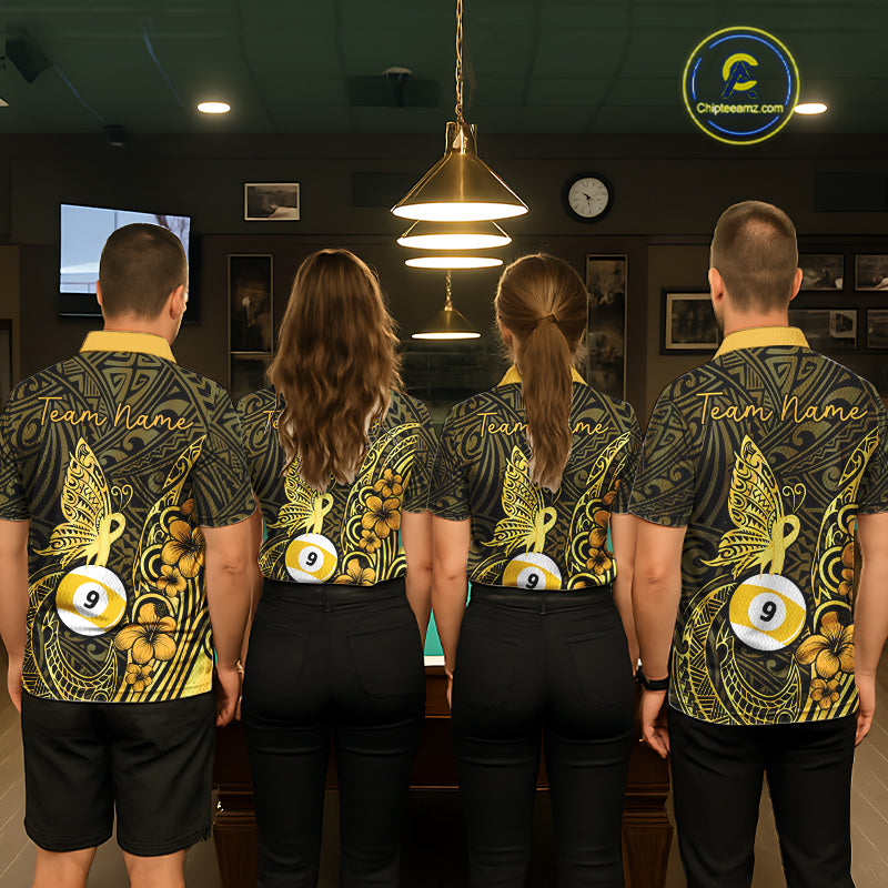 Black And Yellow Tribal Butterfly 8 Ball & 9 Ball Billiard Shirts For Men Custom Billiard Team Jersey NYN4123