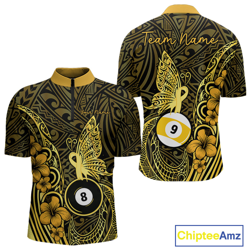 Black And Yellow Tribal Butterfly 8 Ball & 9 Ball Billiard Shirts For Men Custom Billiard Team Jersey NYN4123