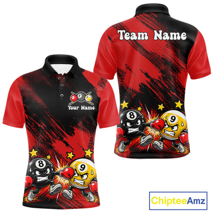 Funny Boxing Strike Billiard 8 Ball & 9 Ball Pool Shirts For Men Custom Billiard Team Jersey | Red NYN4134