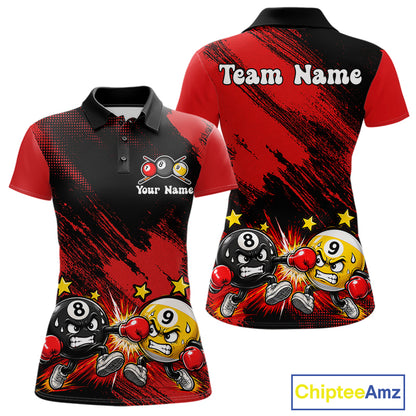Funny Strike Billiard 8 Ball & 9 Ball Pool Shirts For Women Custom Billiard Team Jersey | Red NYN4134