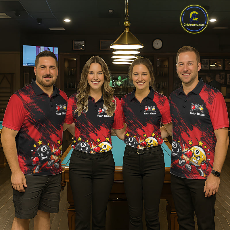 Funny Strike Billiard 8 Ball & 9 Ball Pool Shirts For Women Custom Billiard Team Jersey | Red NYN4134