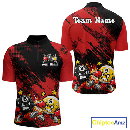 Funny Boxing Strike Billiard 8 Ball & 9 Ball Pool Shirts For Men Custom Billiard Team Jersey | Red NYN4134