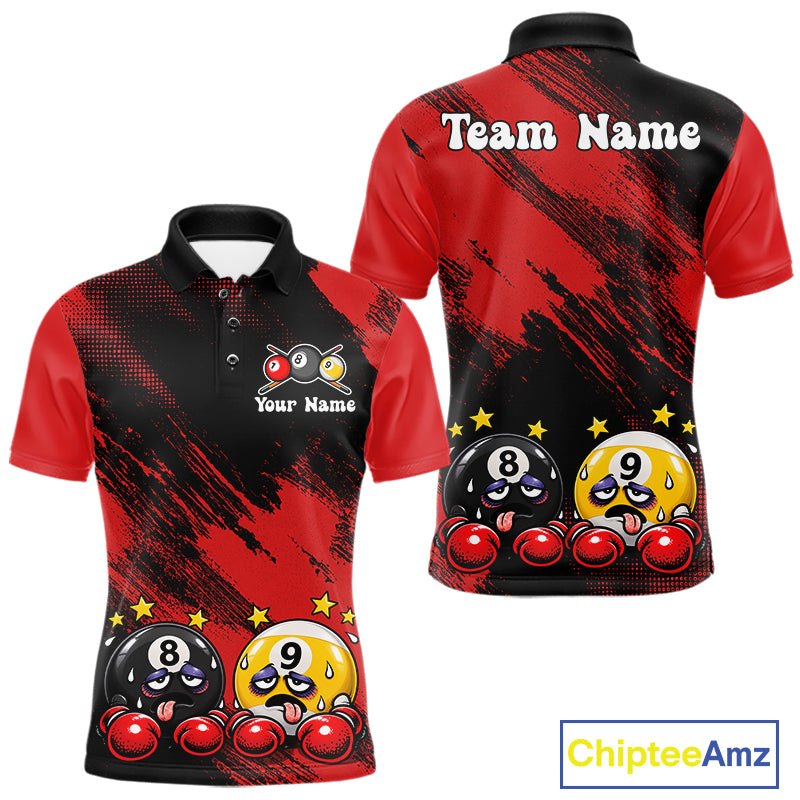 Custom Billiard Shirt For Men Personalized Boxing 8 Ball & 9 Ball Funny Billiard Team Polo Quarter-Zip NYN4136