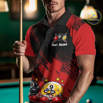 Custom Billiard Shirt For Men Personalized Boxing 8 Ball & 9 Ball Funny Billiard Team Polo Quarter-Zip NYN4136