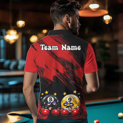 Custom Billiard Shirt For Men Personalized Boxing 8 Ball & 9 Ball Funny Billiard Team Polo Quarter-Zip NYN4136