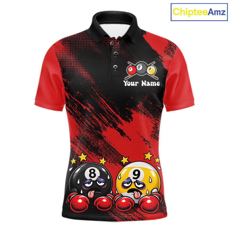 Custom Billiard Shirt For Men Personalized Boxing 8 Ball & 9 Ball Funny Billiard Team Polo Quarter-Zip NYN4136
