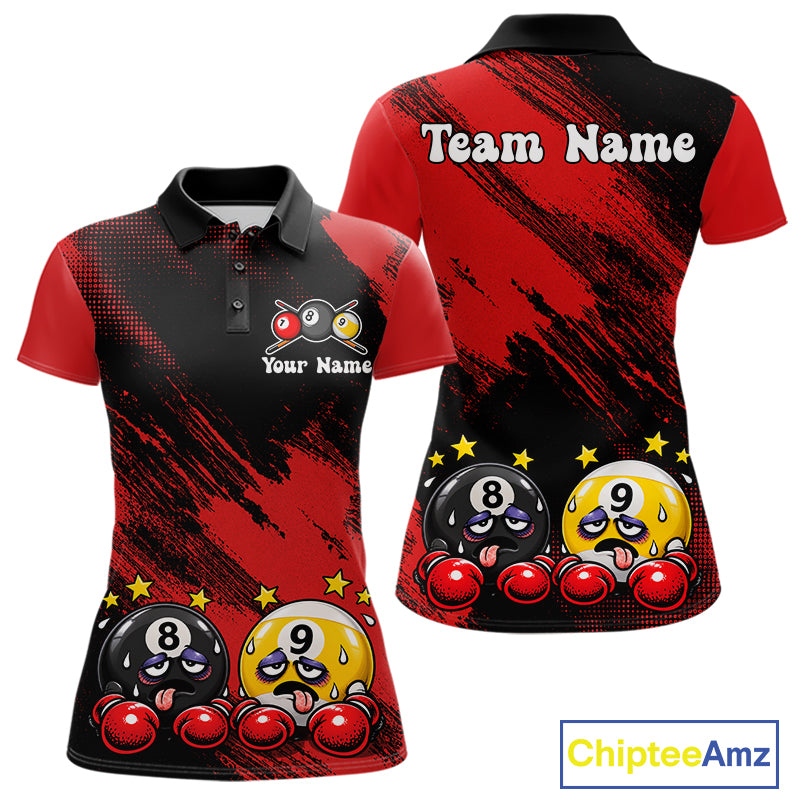 Custom Billiard Shirt For Women Personalized Boxing 8 Ball & 9 Ball Funny Billiard Team Polo Quarter-Zip NYN4136