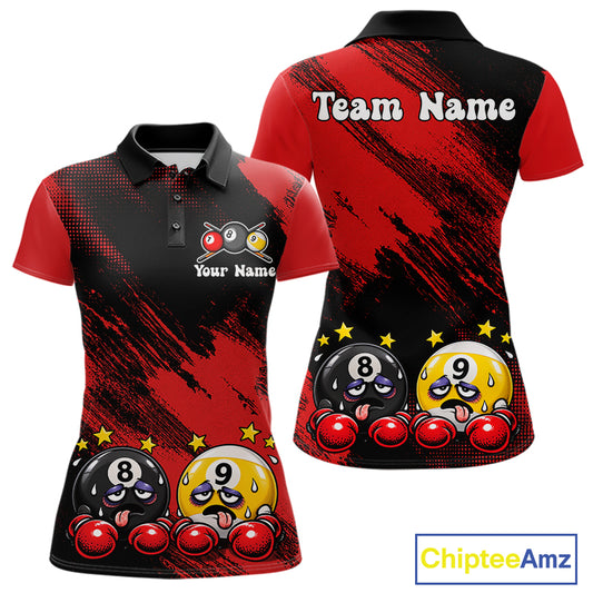 Custom Billiard Shirt For Women Personalized Boxing 8 Ball & 9 Ball Funny Billiard Team Polo Quarter-Zip NYN4136