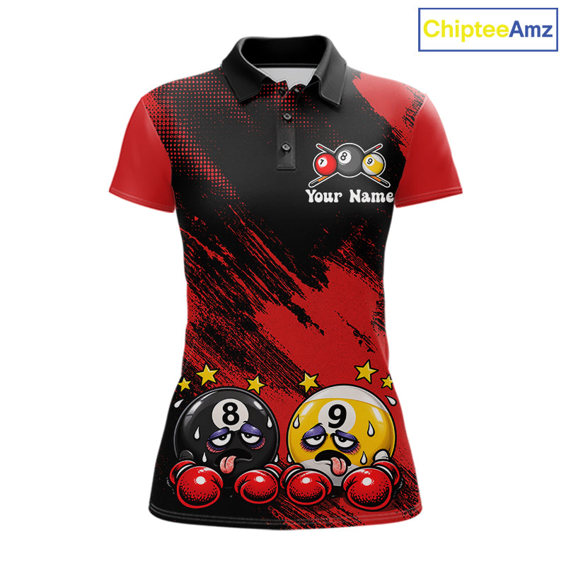 Custom Billiard Shirt For Women Personalized Boxing 8 Ball & 9 Ball Funny Billiard Team Polo Quarter-Zip NYN4136