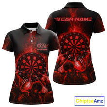 Load image into Gallery viewer, Custom Skeleton Red Flames Dartboard Dart Women Polo Jerseys Lightning Dart Team Shirt NYN1695