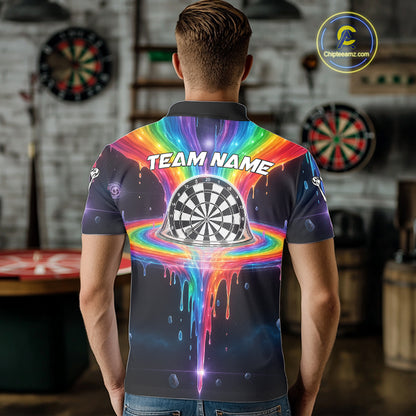 Custom Dripping Rainbow Dartboard Darts Polo Shirt For Men Multicolor Dart Jerseys NYN1961
