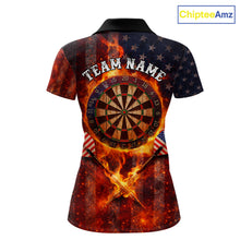 Load image into Gallery viewer, Personalized Womens Dart Polo &amp; Quarter Zip Shirt Fire Flame US Flag Darts Jersey Skull Dart Attire NYN2866