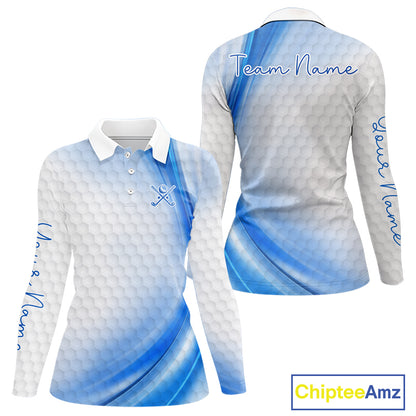 Personalized Blue-Light Twinkle Golf Polo Shirt For Women Custom White Pattern Golf Team Clothes NYN2871