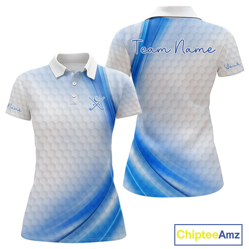 Personalized Blue-Light Twinkle Golf Polo Shirt For Women Custom White Pattern Golf Team Clothes NYN2871