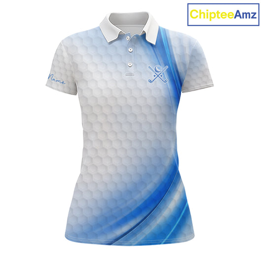 Personalized Blue-Light Twinkle Golf Polo Shirt For Women Custom White Pattern Golf Team Clothes NYN2871