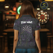 Load image into Gallery viewer, Custom Purple Yellow Tiger Cracked Grunge Dartboard Men Darts Polo Shirt Darts Jersey NYN1973