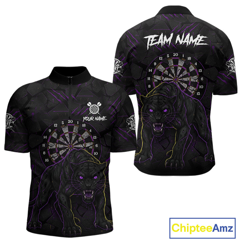 Custom Purple Yellow Tiger Cracked Grunge Dartboard Men Darts Polo Shirt Darts Jersey NYN1973