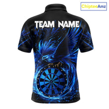 Load image into Gallery viewer, Blue Splatter Funny Eagle Dartboard Darts Polo Shirt For Men Custom Dart Team Jerseys NYN2521