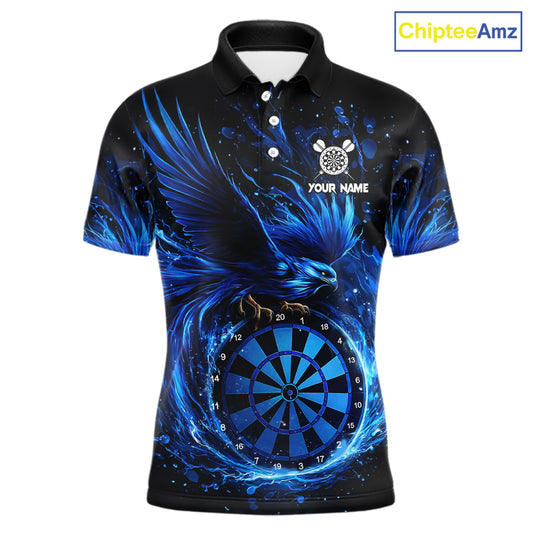 Blue Splatter Funny Eagle Dartboard Darts Polo Shirt For Men Custom Dart Team Jerseys NYN2521