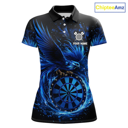 Blue Splatter Funny Eagle Dartboard Darts Polo Shirt For Women Custom Dart Team Jerseys NYN2521
