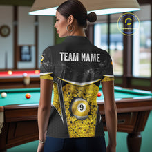 Load image into Gallery viewer, Black And Yellow Grunge Cracked 9 Ball Billiard Pool Shirt For Women Custom 9 Ball Billiard Team Jersey NYN3086