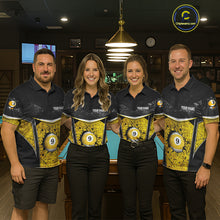 Load image into Gallery viewer, Black And Yellow Grunge Cracked 9 Ball Billiard Pool Shirt For Women Custom 9 Ball Billiard Team Jersey NYN3086