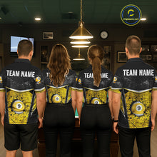 Load image into Gallery viewer, Black And Yellow Grunge Cracked 9 Ball Billiard Pool Shirt For Women Custom 9 Ball Billiard Team Jersey NYN3086