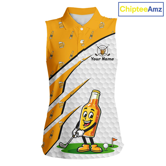 Funny Womens Golf Sleeveless Polo Shirt Personalized Cheer Beer Clothing Golf Tops For Golfers NYN3260