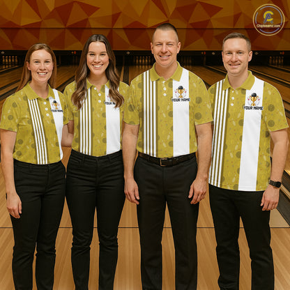 Gold Champion Bowling Shirt For Men Custom Vintage Bowling League Tournament Bowler Uniform| Yellow NYN4534