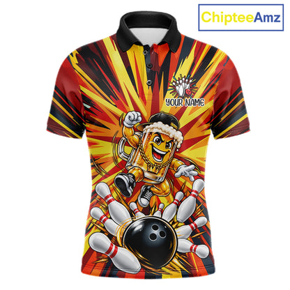 Funny Beer Bowler Bowling Shirt For Men Personalized Yellow Strikes Bowling League Team Jersey NYN4524
