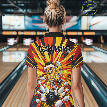 Funny Beer Bowler Bowling Shirt For Women Personalized Yellow Strikes Bowling League Team Jersey NYN4524