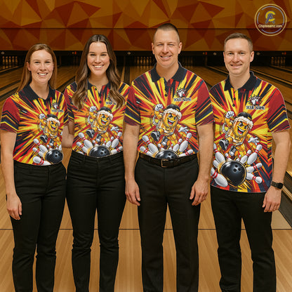 Funny Beer Bowler Bowling Shirt For Men Personalized Yellow Strikes Bowling League Team Jersey NYN4524